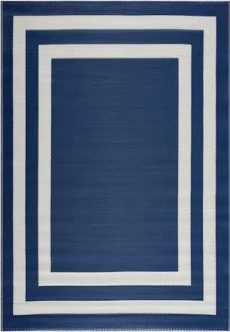 Paris Navy Creme 5 ft. x 7 ft. Modern Plastic Indoor/Outdoor Area Rug