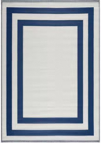 Paris Navy Creme 5 ft. x 7 ft. Modern Plastic Indoor/Outdoor Area Rug