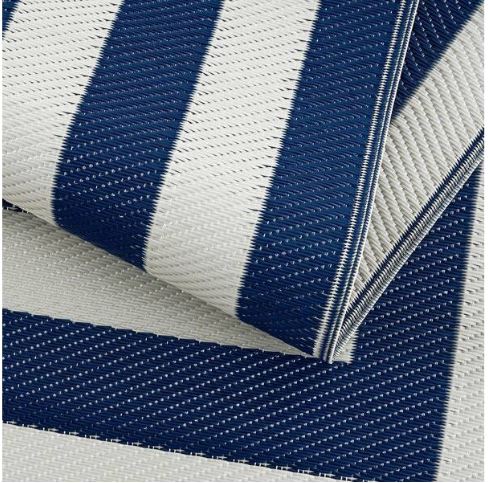 Paris Navy Creme 5 ft. x 7 ft. Modern Plastic Indoor/Outdoor Area Rug