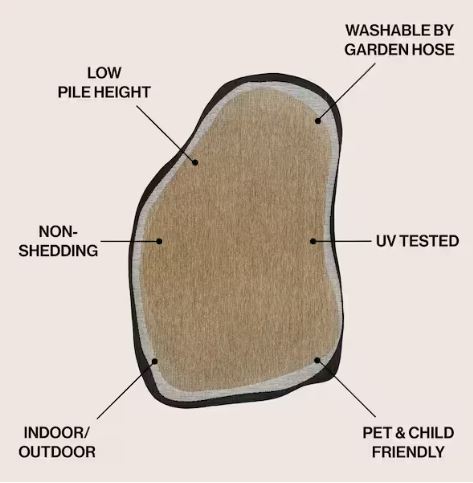 Wyatt Modern Rustic Abstract Brown/Black 4 ft. x 6 ft. Indoor/Outdoor Shaped Area Rug