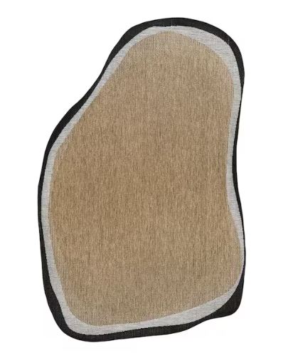 Wyatt Modern Rustic Abstract Brown/Black 4 ft. x 6 ft. Indoor/Outdoor Shaped Area Rug