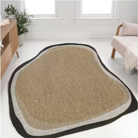Wyatt Modern Rustic Abstract Brown/Black 4 ft. x 6 ft. Indoor/Outdoor Shaped Area Rug