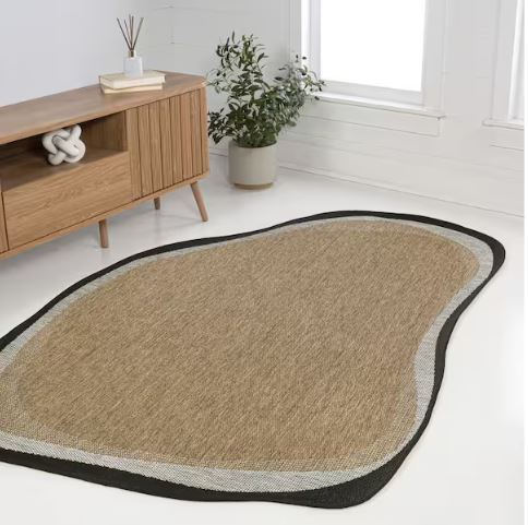 Wyatt Modern Rustic Abstract Brown/Black 4 ft. x 6 ft. Indoor/Outdoor Shaped Area Rug