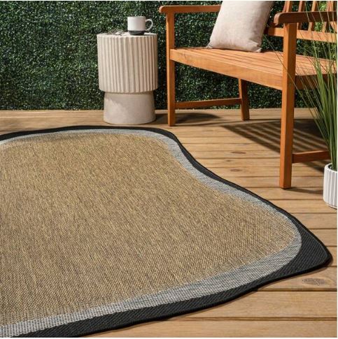 Wyatt Modern Rustic Abstract Brown/Black 4 ft. x 6 ft. Indoor/Outdoor Shaped Area Rug