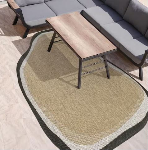 Wyatt Modern Rustic Abstract Brown/Black 4 ft. x 6 ft. Indoor/Outdoor Shaped Area Rug
