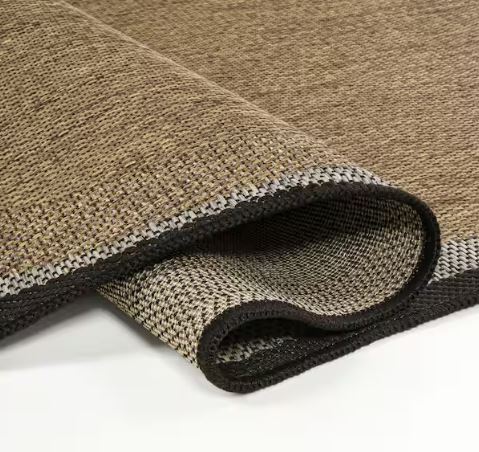 Wyatt Modern Rustic Abstract Brown/Black 4 ft. x 6 ft. Indoor/Outdoor Shaped Area Rug
