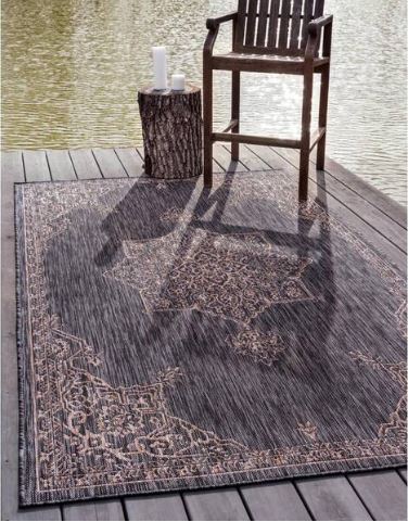 Charcoal Gray Antique Outdoor 4 ft. x 6 ft. Area Rug