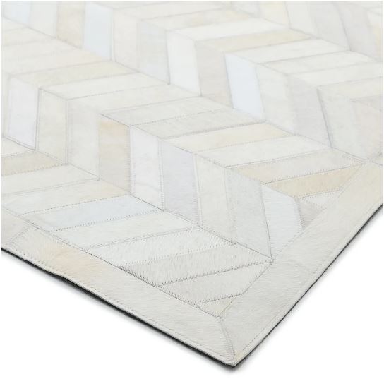 10' x 14' Cream Ivory Meir Handmade Contemporary Cowhide Area Rug