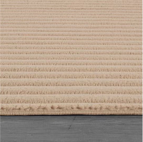 UltraPlush Touch 8 ft. x 10 ft. Beige Non-Slip Rubber Back Washable Polyester Stripes Indoor Area Rug