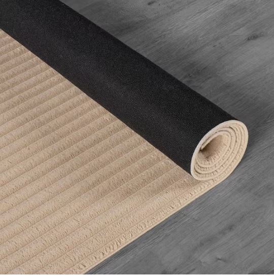 UltraPlush Touch 8 ft. x 10 ft. Beige Non-Slip Rubber Back Washable Polyester Stripes Indoor Area Rug