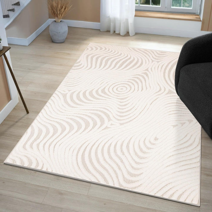 LUXE WEAVERS Abstract Swirl Cream 8x10 Area Rug, Modern Shapes Carpet