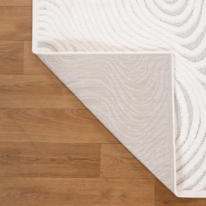 LUXE WEAVERS Abstract Swirl Cream 8x10 Area Rug, Modern Shapes Carpet