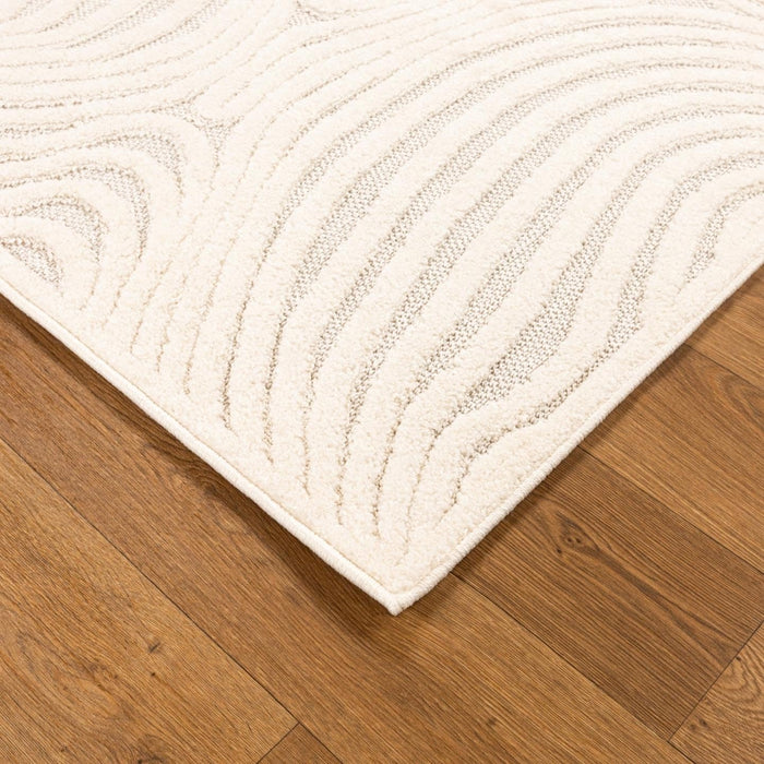 LUXE WEAVERS Abstract Swirl Cream 8x10 Area Rug, Modern Shapes Carpet