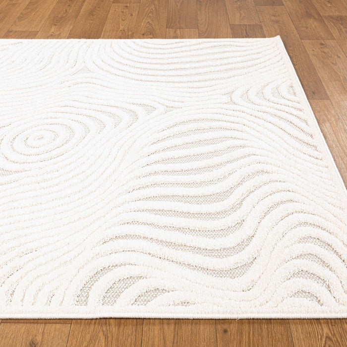 LUXE WEAVERS Abstract Swirl Cream 8x10 Area Rug, Modern Shapes Carpet