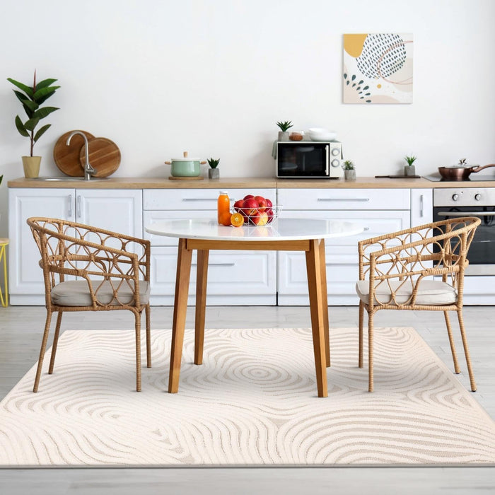 LUXE WEAVERS Abstract Swirl Cream 8x10 Area Rug, Modern Shapes Carpet
