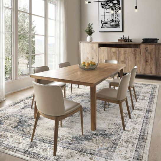 10' × 13' Extra Large Area Rug Washable Living Room Rug Ultra Soft Thin Non-Slip Backing Vintage Floor Cover Foldable Stain Resistant Retro Carpet for Bedroom Dining Room,Sage