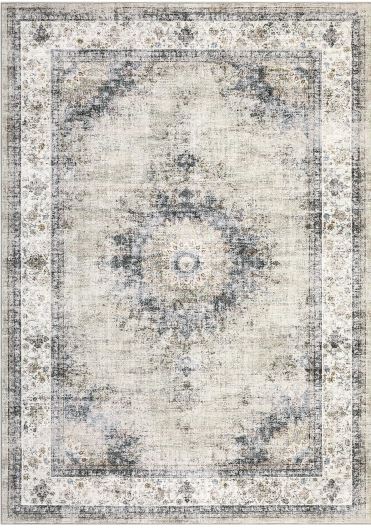 10' × 13' Extra Large Area Rug Washable Living Room Rug Ultra Soft Thin Non-Slip Backing Vintage Floor Cover Foldable Stain Resistant Retro Carpet for Bedroom Dining Room,Sage
