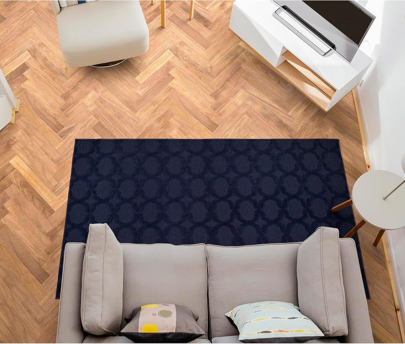 12 Ft. X 15 Ft. Navy Blue Garland Rug Sparta Non Slip Polypropylene  Area Rug- Ideal for Living Rooms & Hallways, Stylish & Durable for High-Traffic Areas