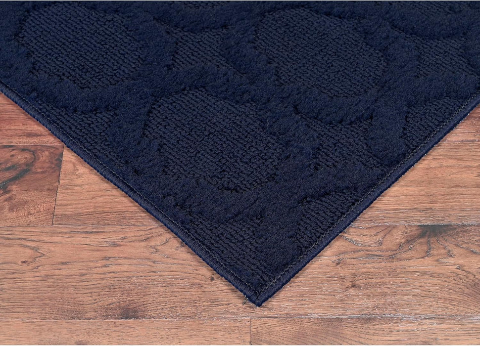 12 Ft. X 15 Ft. Navy Blue Garland Rug Sparta Non Slip Polypropylene  Area Rug- Ideal for Living Rooms & Hallways, Stylish & Durable for High-Traffic Areas