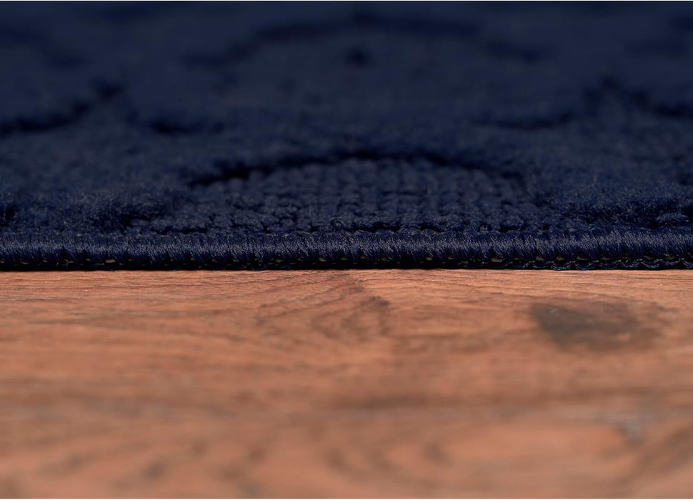 12 Ft. X 15 Ft. Navy Blue Garland Rug Sparta Non Slip Polypropylene  Area Rug- Ideal for Living Rooms & Hallways, Stylish & Durable for High-Traffic Areas