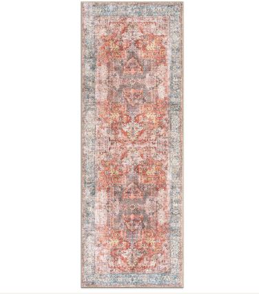 10' x 14' Vintage Inspired Distressed Machine Washable Area Rug