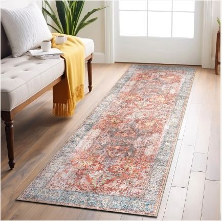 10' x 14' Vintage Inspired Distressed Machine Washable Area Rug