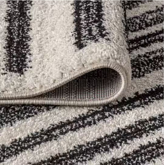 Khalil Modern Berber Stripe Cream/Black 8 ft. x 10 ft. Area Rug