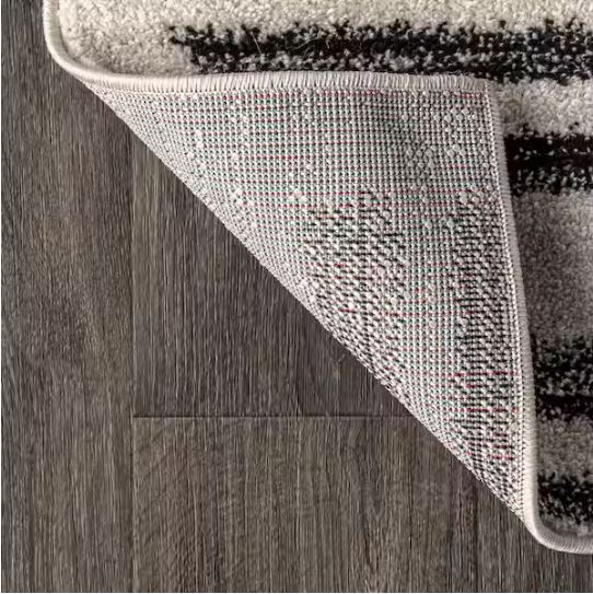 Khalil Modern Berber Stripe Cream/Black 8 ft. x 10 ft. Area Rug