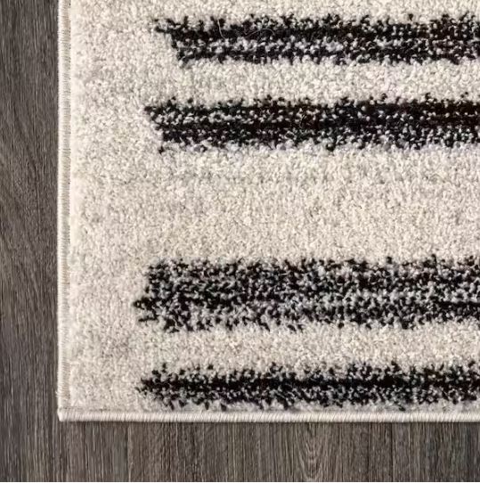 Khalil Modern Berber Stripe Cream/Black 8 ft. x 10 ft. Area Rug
