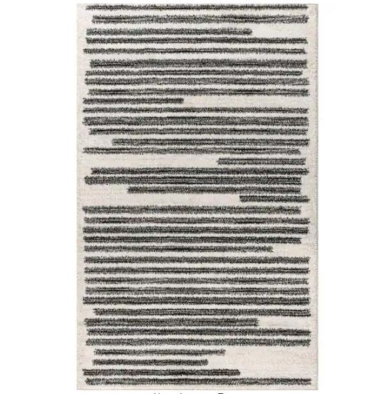 Khalil Modern Berber Stripe Cream/Black 8 ft. x 10 ft. Area Rug