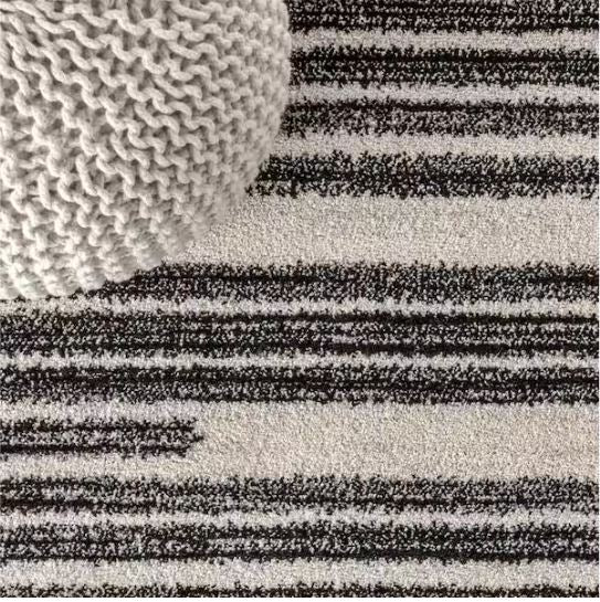 Khalil Modern Berber Stripe Cream/Black 8 ft. x 10 ft. Area Rug
