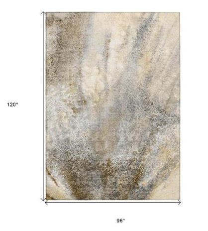 Beige 8 ft. x 10 ft. Abstract Indoor / Outdoor Area Rug