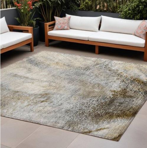 Beige 8 ft. x 10 ft. Abstract Indoor / Outdoor Area Rug