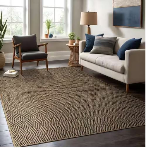 Haven 6 ft. x 9 ft. Natural Basketweave Washable Easy Jute Modern Indoor Outdoor Area Rug