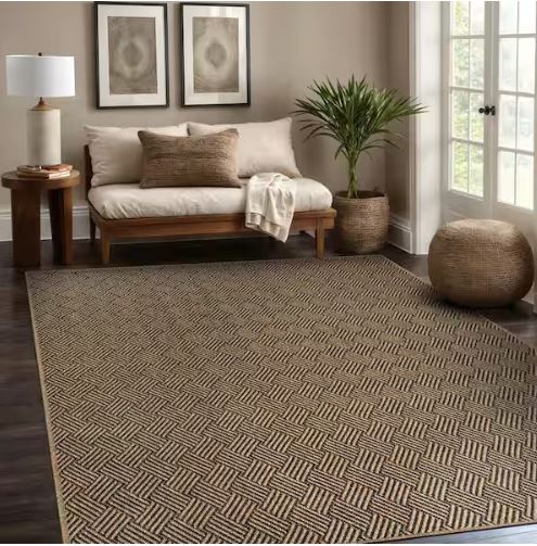 Haven 6 ft. x 9 ft. Natural Basketweave Washable Easy Jute Modern Indoor Outdoor Area Rug