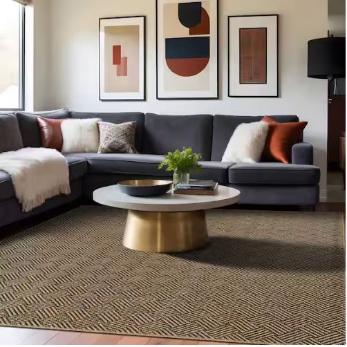 Haven 6 ft. x 9 ft. Natural Basketweave Washable Easy Jute Modern Indoor Outdoor Area Rug