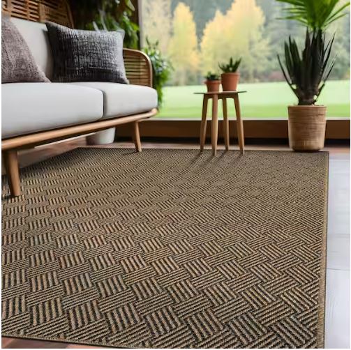 Haven 6 ft. x 9 ft. Natural Basketweave Washable Easy Jute Modern Indoor Outdoor Area Rug