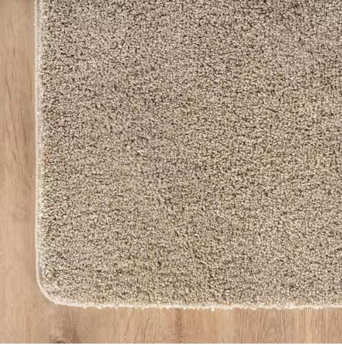6 ft. x 9 ft. Beige Silky Solid Plus Thick Pile Non Slip Easy Clean Non Shedding Modern Indoor Area Rug