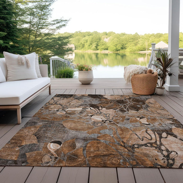 Addison Rugs Chantille ACN558 Orange 8' x 10 Indoor Outdoor Area Rug, Stain Resistant, Machine Washable, Non Shedding, Bedroom, Living Room, Dining Room, Kitchen Rug
