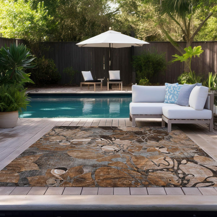 Addison Rugs Chantille ACN558 Orange 8' x 10 Indoor Outdoor Area Rug, Stain Resistant, Machine Washable, Non Shedding, Bedroom, Living Room, Dining Room, Kitchen Rug
