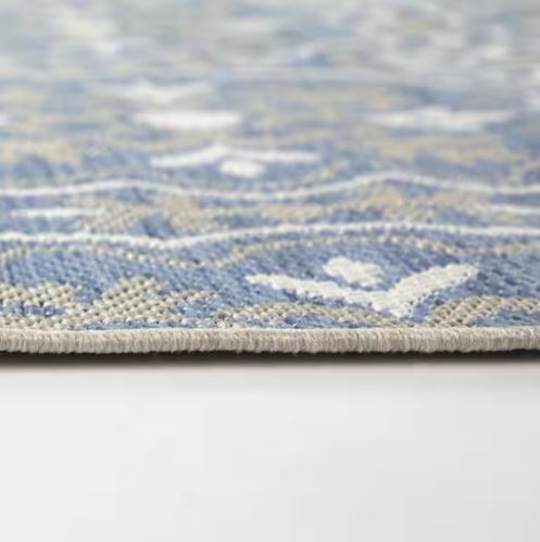 Blue 8 ft. x 10 ft. Neutral Tiles Indoor/Outdoor Area Rug