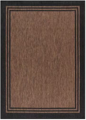 8 X 10 Gold Black Aloha Washable Bordered Indoor Outdoor Area Rug