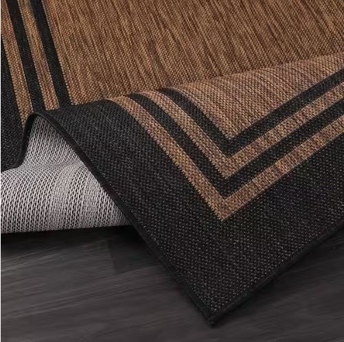 8 X 10 Gold Black Aloha Washable Bordered Indoor Outdoor Area Rug