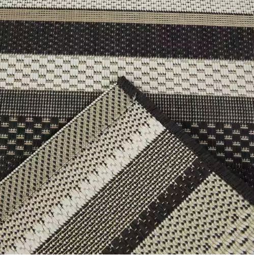 Black 8 x 10 Striped Indoor/Outdoor Area Rug