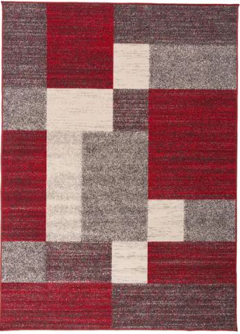 Geometric Boxes Design Non-Slip (Non-Skid) Red 7 ft. 10 in. x 10 ft. Indoor Area Rug