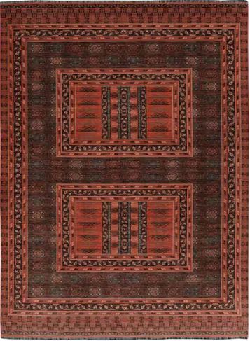 Lena Red and Black 8 ft. x 10 ft. Transitional Woven Oriental Polyester Rectangle Indoor Area Rug