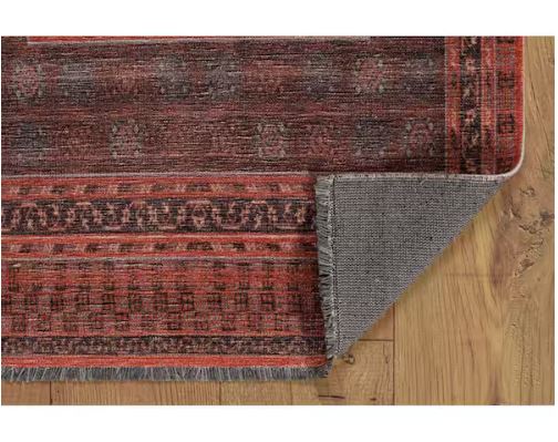 Lena Red and Black 8 ft. x 10 ft. Transitional Woven Oriental Polyester Rectangle Indoor Area Rug