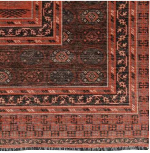 Lena Red and Black 8 ft. x 10 ft. Transitional Woven Oriental Polyester Rectangle Indoor Area Rug
