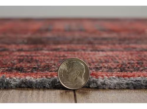 Lena Red and Black 8 ft. x 10 ft. Transitional Woven Oriental Polyester Rectangle Indoor Area Rug
