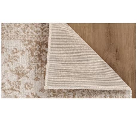 Athena Beige 6 ft. x 9 ft. Oriental Border Indoor Outdoor Patio Area Rug